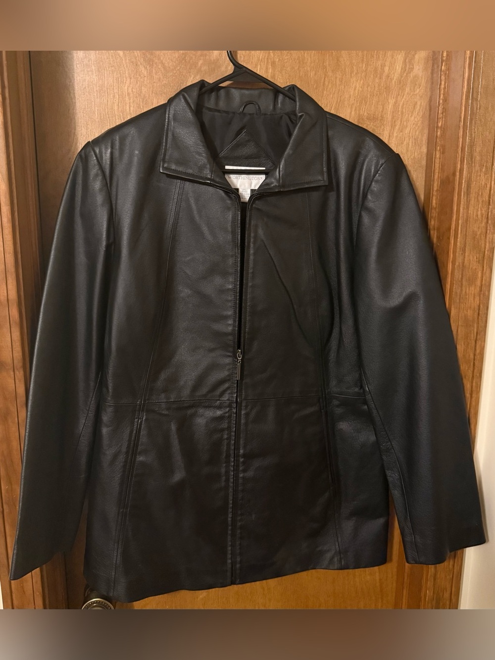 Worthington Black Genuine Nappa Leather Jacket Full Zip Size Large
